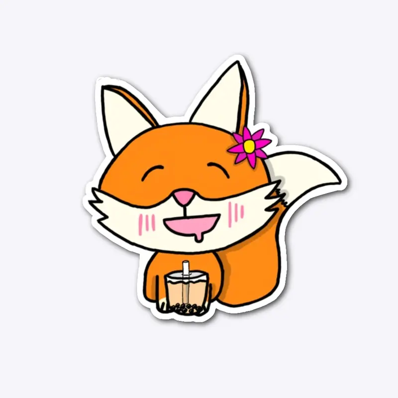 Cute Fox with Bubble Tea